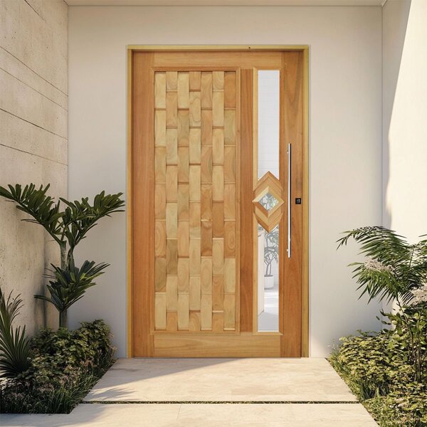 Kit Porta De Madeira Pivotante 210x120cm Batente 14cm Fechadu