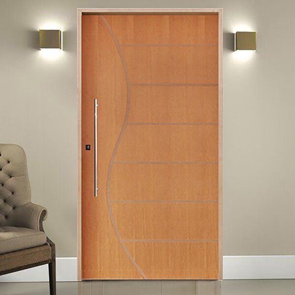 Kit Porta De Madeira Pivotante 210x120cm Batente 14cm Fechadu