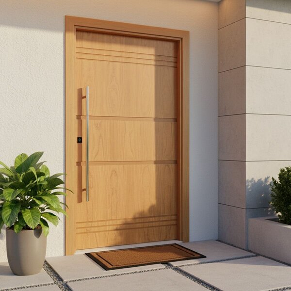 Kit Porta De Madeira Pivotante 210x140cm Batente 14cm Fechadu