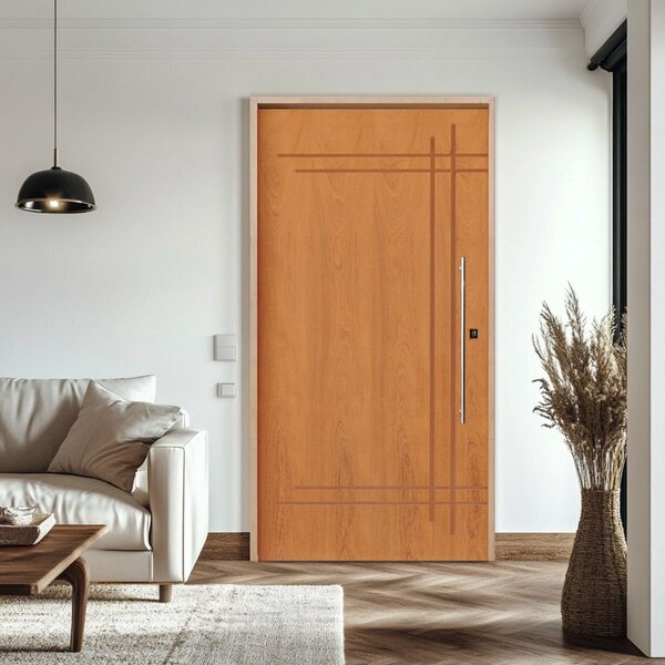 Kit Porta De Madeira Pivotante 210x140cm Batente 14cm Fechadu