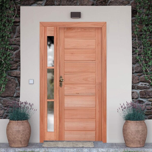 Kit Porta De Madeira Vitrô 110cmx213cmx12cm Pe30 Esel Abertur