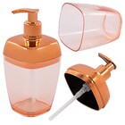 Kit Porta Escova Algodão Sabonete Líquido Cobre Rosé Gold Tra