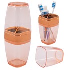 Kit Porta Escova Algodão Sabonete Líquido Cobre Rosé Gold Tra