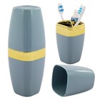 Kit Porta Escova Sabonete Líquido Algodão Dourado Luxo - Azul