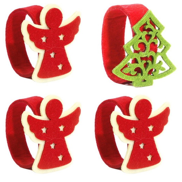 Kit Porta Guardanapo Feltro Decorado Natal Anjo E Pinheiro Ve