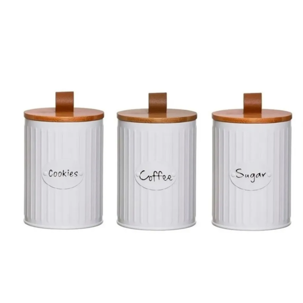 Kit Porta Mantimentos Lisse Pote Lata Café Biscoitos Açucar