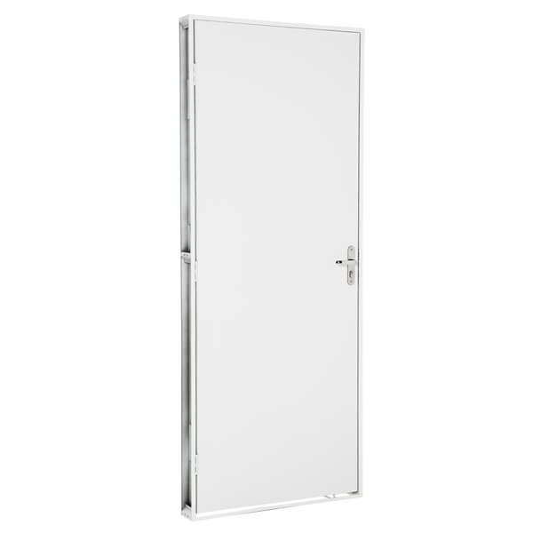 Kit de Porta Montada de Giro Lisa de Aço Pintado Mista Duraplac 2,15x0,75m Lucasa Premium