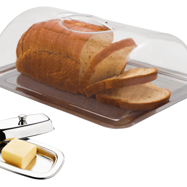 Kit Porta Pão E Manteigueira Aço Inox Com Tampa Zanella