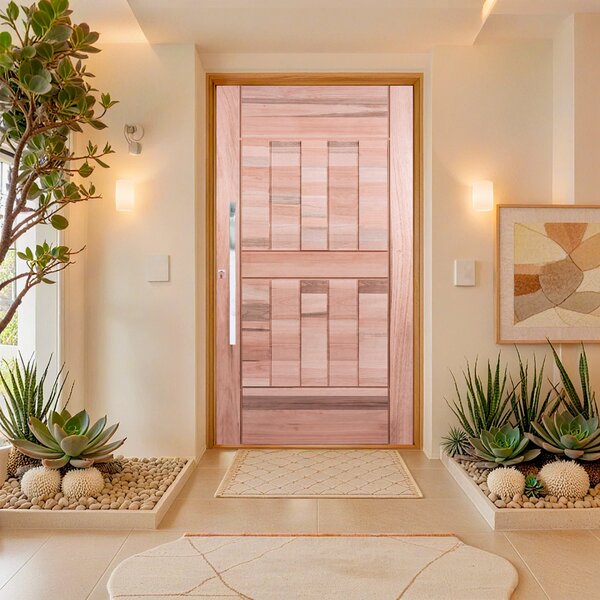 Kit Porta Pivotante Maciça De Eucalipto 214x107x14cm Pm96 Cru