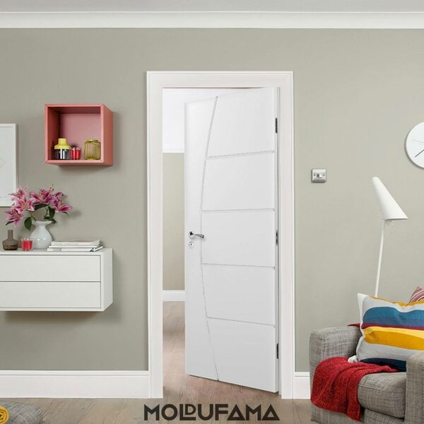 Kit Porta Pronta De Madeira Frisada Primer 210cmx80cm Moldufa