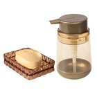 Kit Porta Sabonete Líquido E Barra Acrílico Glamour Âmbar