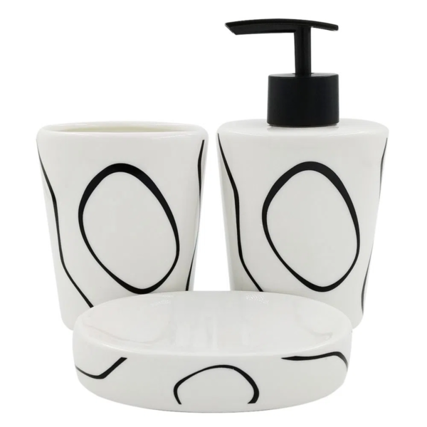 Kit Porta Sabonete Liquido Saboneteira Com 3 Peças Luxo Branc