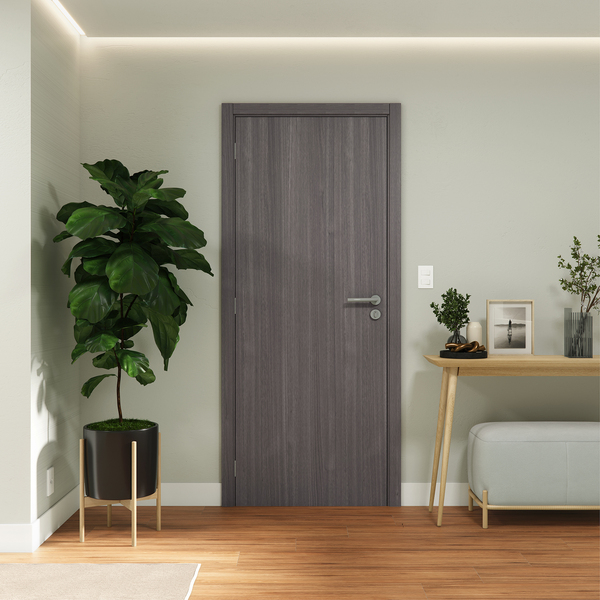 Porta com Batente de Giro 12 a 19cm Sarrafeada Lisa Wood Touch Carvalho Direito ou Esquerdo 2,10x0,70m Concrem Wood