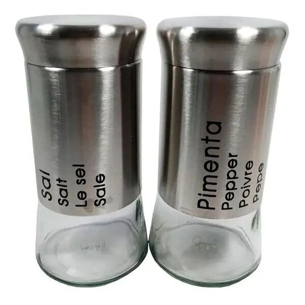 Kit Porta Tempero Sal E Pimenta De Inox