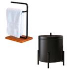 Kit Porta Toalha Bancada E Lixeira 6l Lovell Banheiro Cozinha