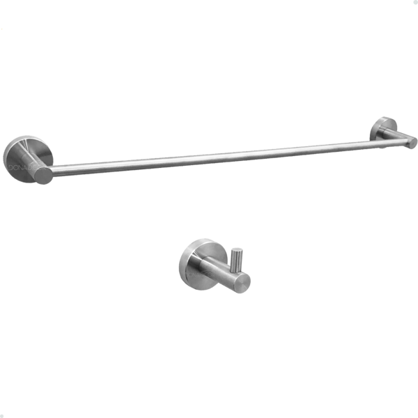 Kit Porta Toalha Cabide Simples 60cm Aço Inox Escovado Toalhe