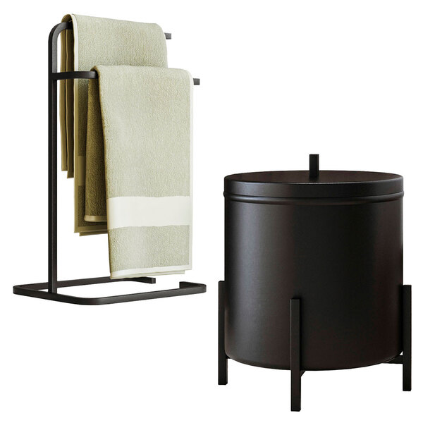 Kit Porta Toalha De Rosto E Lixeira De Banheiro 6l Eleganza M