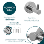 Kit Porta Toalha Inox Cromado Toalheiro Argola Cabide Gancho