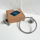 Kit Porta Toalha Inox Cromado Toalheiro Argola Cabide Gancho