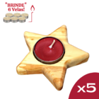 Kit Porta Vela Estrela Rechaud - Suporte para Velas - Madeira