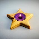 Kit Porta Vela Estrela Rechaud - Suporte para Velas - Madeira