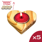 Kit Porta Velas Coração Rechaud- Suporte Para Velas Madeira -