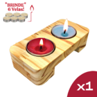 Kit Porta Velas Duplo Suspenso Rechaud - Suporte Madeira Maci