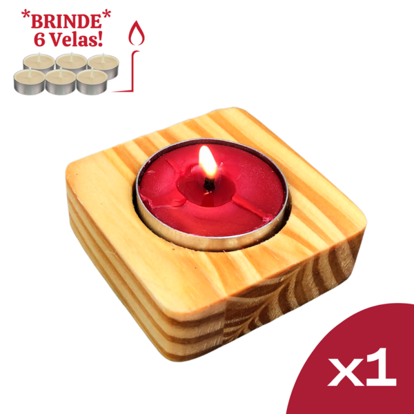 Kit Porta Velas Quadrado Rechaud- Suporte Velas Madeira - Inc