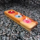 Kit Porta Velas Triplo Rechaud - Suporte para Velas Madeira M