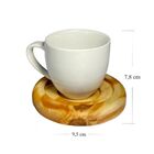 Kit Porta Xícara Circular com Xícara Porcelana Branca 95ml -