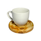 Kit Porta Xícara Circular com Xícara Porcelana Branca 95ml -