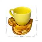 Kit Porta Xícara Coração com Xícara Porcelana Amarela 95ml -