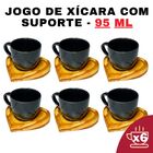 Kit Porta Xícara Coração com Xícara Porcelana Preta 95ml - De