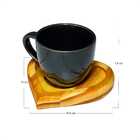 Kit Porta Xícara Coração com Xícara Porcelana Preta 95ml - De