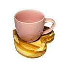 Kit Porta Xícara Coração com Xícara Porcelana Rosa 95ml - Con