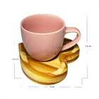 Kit Porta Xícara Coração com Xícara Porcelana Rosa 95ml - Con