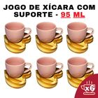 Kit Porta Xícara Coração com Xícara Porcelana Rosa 95ml - Con