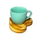 Kit Porta Xícara Coração com Xícara Porcelana Verde 95ml - Su