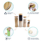 Kit Pote De Mantimento 2000/1100/600/250ml Tampa Bambu 7pçs O