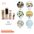 Kit Pote De Mantimento 2000/1100/600/250ml Tampa Bambu 7pçs O