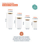 Kit Pote De Mantimento 2000/1100/600/250ml Tampa Bambu 7pçs O