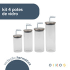 Kit Pote De Vidro Com Tampa De Inox Redondo 4 Pçs - Oikos Ino