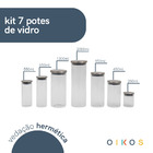 Kit Pote De Vidro Com Tampa De Inox Redondo 7 Pçs - Oikos Ino