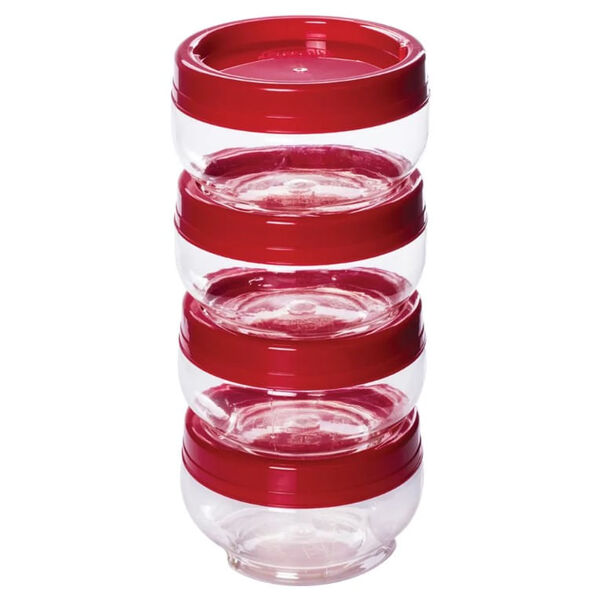 Kit Pote Gire E Trave 220ml - 4 Peças - Vermelho - Plasútil