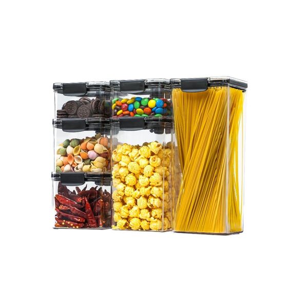 Kit Pote Hermético 6 Peças Porta Mantimentos Para Cozinha Emp