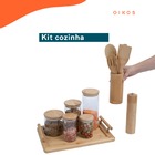 Kit Pote Hermético E Utilidades Com Bandeja De Bambu Oikos Na