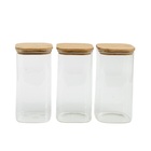 Kit Pote Hermético Vidro Quad Tampa De Bambu 3 Pçs Oikos Natu