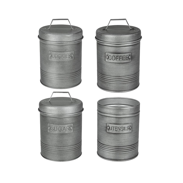 Kit Pote Porta Mantimentos Hermético Lata Com Tampa Soho E Po