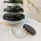 Kit Pote Vidro Tigelas C Tampa Preto