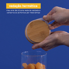 Kit Potes De Mantimento Red C/tampa Bambu 1100ml - 3 Pçs Oiko